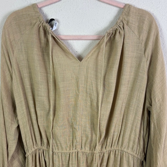Zara Limited Edition Bohemian Taupe Tan Midi Dress size Large - Picture 2 of 14